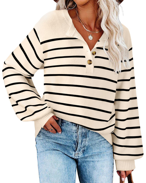 Youtalia Suéteres Casuales para Mujer: Suéter a Rayas para Mujer - Suéter con Cuello Redondo para Mujer - Suéter de Mujer tipo Pulóver XXL Albaricoque