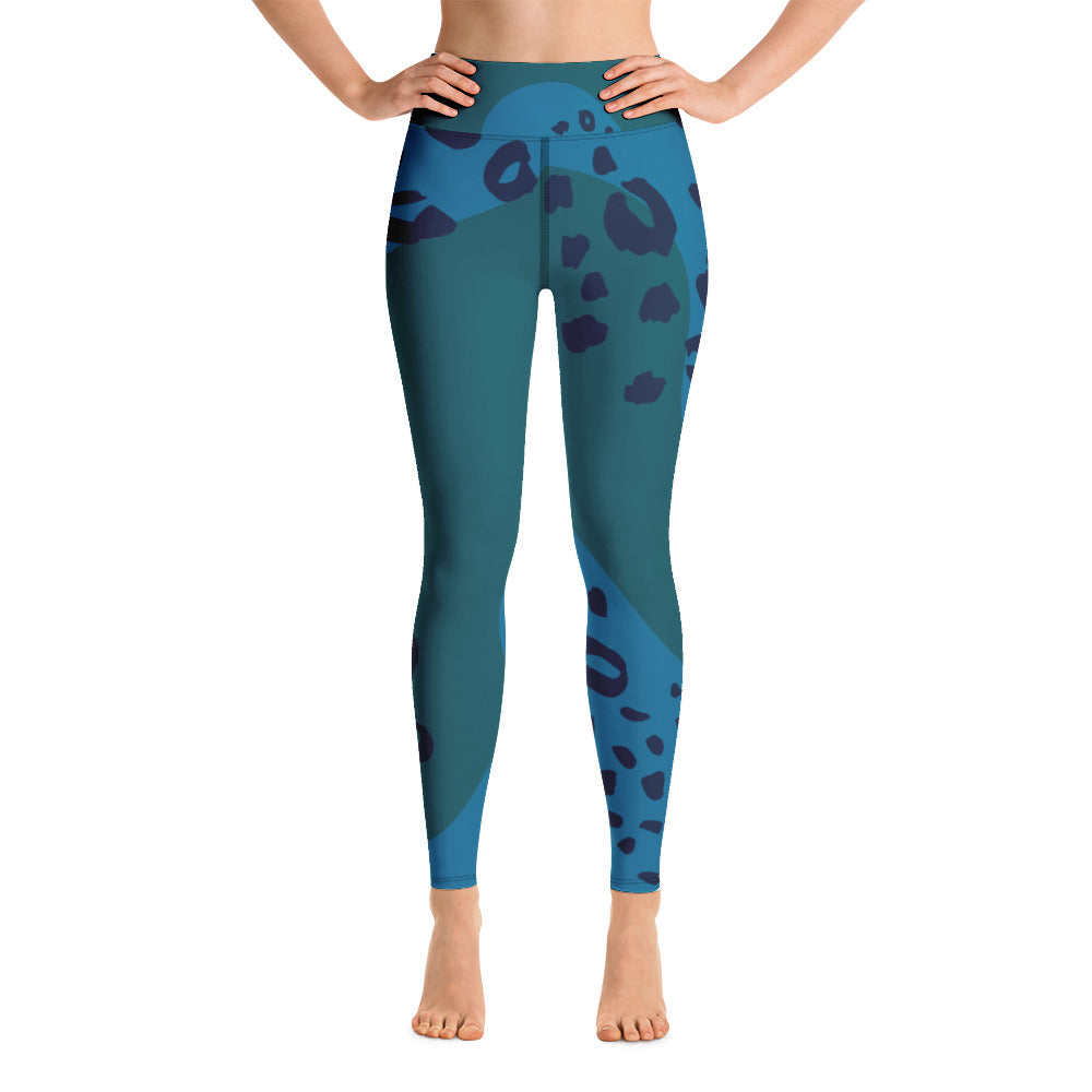Leggings de Yoga de Mujer con Estampado Tropical de Leopardo Tiburón