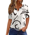 Camisas de Manga Corta , Tops de Verano para Mujer, Blusas Casuales Bonitas de Moda con Cuello en V, Camisetas Clásicas con Gráficos, Blusas Elegantes Casuales con Botones para Señoras (BlancoXXL)