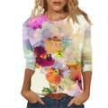 Tops Casuales Florales Camiseta de 3/4