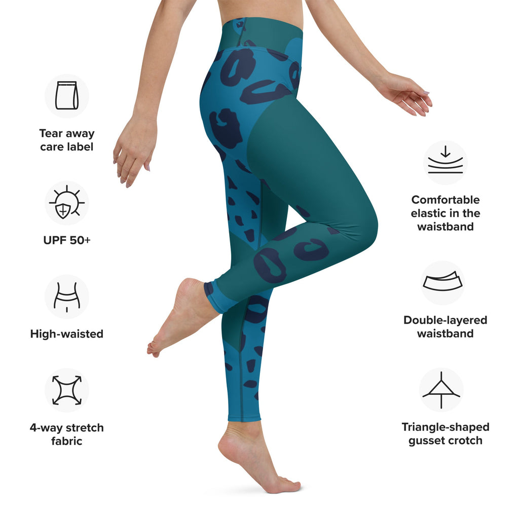 Leggings de Yoga de Mujer con Estampado Tropical de Leopardo Tiburón